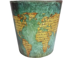 Retro Vintage Papier Prullenbak met Wereldkaart