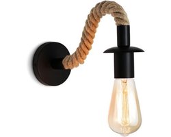 Retro wandlamp van henneptouw, industriële stijl, perfect zolders, gangen of slaapkamers. E27 fitting, 220V.