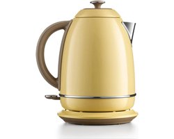 Retro Waterkoker - 1.7L - Geel - BPA-vrij - RVS - Automatische Uitschakeling - Stijlvol & Krachtig - Lichtgewicht & Handzaam - Compact & Efficiënt - Duurzaam & Praktisch - Voor Koffie & Thee