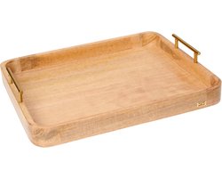Return to Sender Dienblad - B33 x L41 cm - Hout en messing handvaten