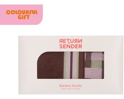 Return to Sender | Keuken- en Theedoek Sofia | 50x70 cm | Sage Green / Bruin met Geschenkdoos