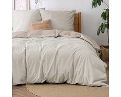 Reversible Bed Linen Set 240 x 220 cm with Pillowcases - Two-Tone Cotton Duvet Cover