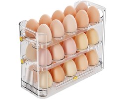 Reversible Egg Holder voor Koelkast - 30 Transparante Eierdokken voor Koelkast - Eierdokken voor Aanrecht - Eieren Opslag en Eiergelegenheid (Transparant)
