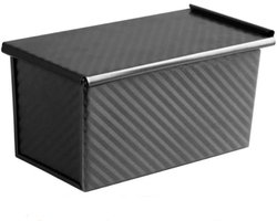 REWYTAZ-Broodvorm - Broodpan - Sandwich Broodpan - Koolstofstaal - Antiaanbakpan - Grote Capaciteit Toastvorm - Met deksel - Geschikt voor Zelfgebakken Brood Oven Bakken - 21×11.5×11cm - Zwart