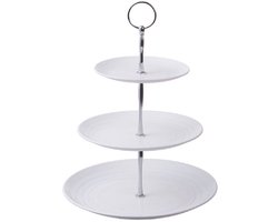 REWYTAZ-Etagere 3 laags - etagere - dessertplateau - Fruitmand - witte taartstandaard - displaystandaard voor afternoon tea - fruitschaal - wit