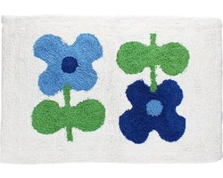 Rex London - Badmat Blauwe Bloemen - katoen - 50 x 80 cm