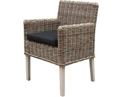 Reyhan dining tuinstoel naturel rotan - olefin black