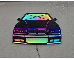 REYHS - BMW E36 CNC WALL ART - RGBIC LED verlicht - 70cm Wanddecoratie