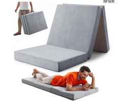 RFWR® 10 cm Opvouwbaar Vouwmatras met Traagschuim en Kristallen Fluwelen Hoes - Ideaal voor Gastenbed, Kamperen en Tijdelijke Logeerbedden