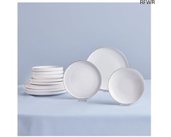 RFWR® 12-delige Porseleinen Dinerset voor 4 Personen met Gouden Rand - Elegant en Gezond