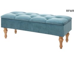 RFWR® 2-in-1 Velours Bank en Kist - Blauw - 41 cm Hoogte