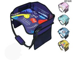 RFWR® Activiteitstafel voor Kinderen in de Auto - Verstelbare Reistafel met Zijzakken
