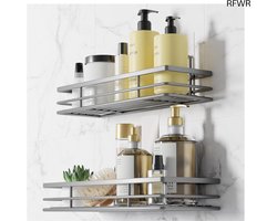 RFWR® Badkamer Rek Doucherek Zonder Boren - Stijlvolle Shower Shelf Organizer in Zilvergrijs