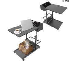 RFWR® C-vormige mobiele bijzettafel met wieltjes - Verstelbare roltafel voor laptop en verzorging
