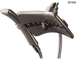 RFWR® Douchecombinatie in geborsteld nikkel, Vaste en Handdouche met Grijze Frontplaten