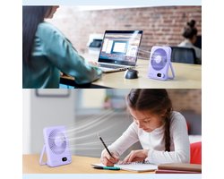RFWR® Draagbare Mini USB Ventilator met 24u Accu - Fluisterstil en 100 Snelheden