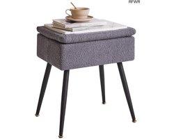 RFWR® Faux Teddy Bont Make-up Kruk met Opslag – Stabiele Ottomaanse Kruk voor Thuis