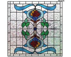 RFWR® Frosted Glas-in-lood Raamfolie | Aangepaste Art Deco Design | Statische Plaksticker voor Decoratie