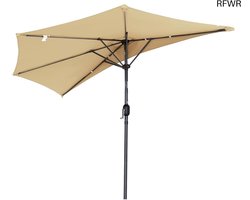RFWR® Halve Parasol met Zwengel en Kantelbaar, UV-Bescherming voor Tuin, Terras, Balkon en Zwembad - 250 cm, Beige