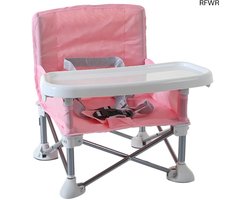 RFWR® Inklapbare Campingstoel voor Baby's met Eetblad en Riemen – Draagbare Reisstoel voor Kinderen van 3 tot 36 Maanden