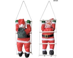 RFWR® Kerstman op Ladder - 60 cm Hoog voor Binnen en Buiten Decoratie