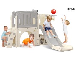 RFWR® Kinderglijbaan met klimladder en tunnel voor binnen - Veilige kunststof speelset voor kinderen