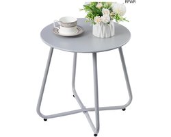 RFWR® Kleine Ronde Tuintafel voor Buiten - Weerbestendige Metalen Bijzettafel voor Balkon en Terras