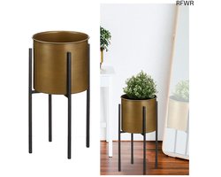 RFWR® Metalen Plantenpot Frame | Hoogwaardige Plantenstandaard Zwart Goud | Woondecoratie 40 cm