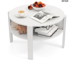 RFWR® Moderne Ronde Salontafel met 2 Verdieningen en Opbergruimte - 74,5 x 74,5 cm