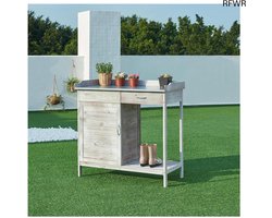 RFWR® Robuuste Plantentafel voor de Tuin - Oppottafel met Stalen Werkblad en Opbergruimte 98x48x94 cm