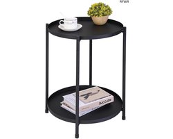 RFWR® Ronde metalen bijzettafel met 2 lagen - veelzijdige en duurzame tafel voor binnen en buiten