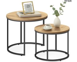 RFWR® Set van 2 ronde salontafels met krasbestendig oppervlak - Loft-design bijzettafels voor de woonkamer