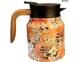 RFWR® Thermische Theepot met Houten Handvat - Geïsoleerde Theepot van Roestvrij Staal, 1 Liter met Filter voor Koffie en Thee