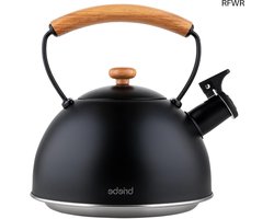 RFWR® Vintage Waterkoker - 2,3 L Inductie Fluitketel met Houten Handvat - Geschikt voor Alle Kookplaten