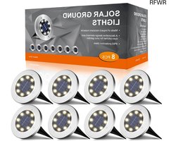 RFWR® Zonnelampen voor Buiten - Duurzame LED Grondlampen op Zonne-energie voor Tuin, Terras en Pad - 8 Stuks - Waterdicht IP65