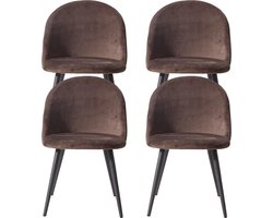 RG Enterprises® - Gefluweerde stoelen set van 4 woonkamer - 43x47,5x80 - Bruin
