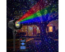 RGB-laserprojector voor buiten, laserkerstprojector | Bewegende lichtshow met 3 kleuren en vuurvliegjes, inclusief afstandsbediening, waterdicht, feestdecoratie voor Kerstmis, Halloween, feestjes, bomen en tuin.