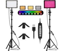 RGB-led-videolamp - dimbaar - draagbaar - 5500 K - verstelbaar statief - foto verlichting - streaming - YouTube videoconferenties