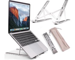 RhinoStand® laptop standaard verstelbaar - 10 tot 15.6 inch - Aluminium laptopstandaard opvouwbaar - Zilver