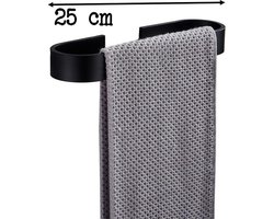 Rh!no handdoekrek 25 cm zonder boren | Handdoekhouder | Handdoekrek zwart | Vaatdoekhouder | Handdoek stang | Zelfklevend | Ophangen zonder boren | Doucherek | Handdoekrek badkamer | Gastendoekhouder | Handdoekhouders | Badkameraccesoires