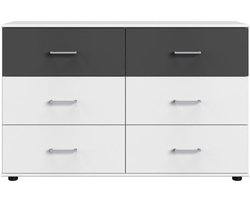 RHODES chest of drawers - 6 drawers - White and grey decor - L130 x D41 x H83 cm