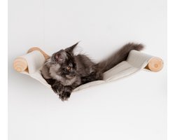 RHRQuality Wandmeubel Klimmuur Kat – Luxe Hangmat XXL – Draagkracht tot 20KG – Voor Grote Katten – Wasbare hangmat – Crème