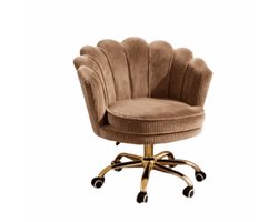Rib Schelp Bureaustoel Bruin met Goudkleurig onderstel