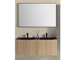 Ribbella badmeubel compleet 120 cm naturel eik/mat zwart