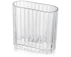 Ribbelvaas van Glas - Moderne Decoratieve Vaas voor Tafelversiering, Transparante Vaas voor Woonkamer, Eettafel, Entree, Schouw, Rek, Bruiloft, Kantoor