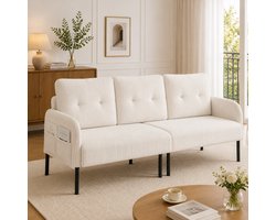 Ribstof 3 Zitsbank - Moderne Bank Met Hoge Rugleuning En Opbergtas - Beige
