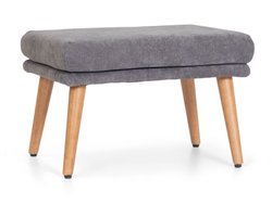 Ribstof Bank Kaj Grijs - Houten Poten