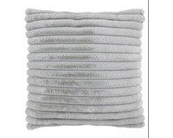 ribstof kussen 45x45 cm licht grijs