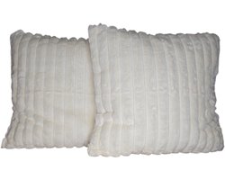 Ribstof Kussen Set 45x45 cm – Zacht & Stijlvol – Sierkussens – Kussens Rib – Decoratief Kussen – Wit
