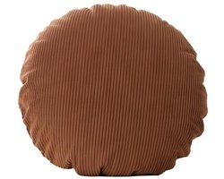 Ribstof Sierkussen Rond 45x45 cm – Met Vulling – Zacht Bankkussen voor Woonkamer, Slaapkamer, Kantoor & Auto. Karamelkleur
